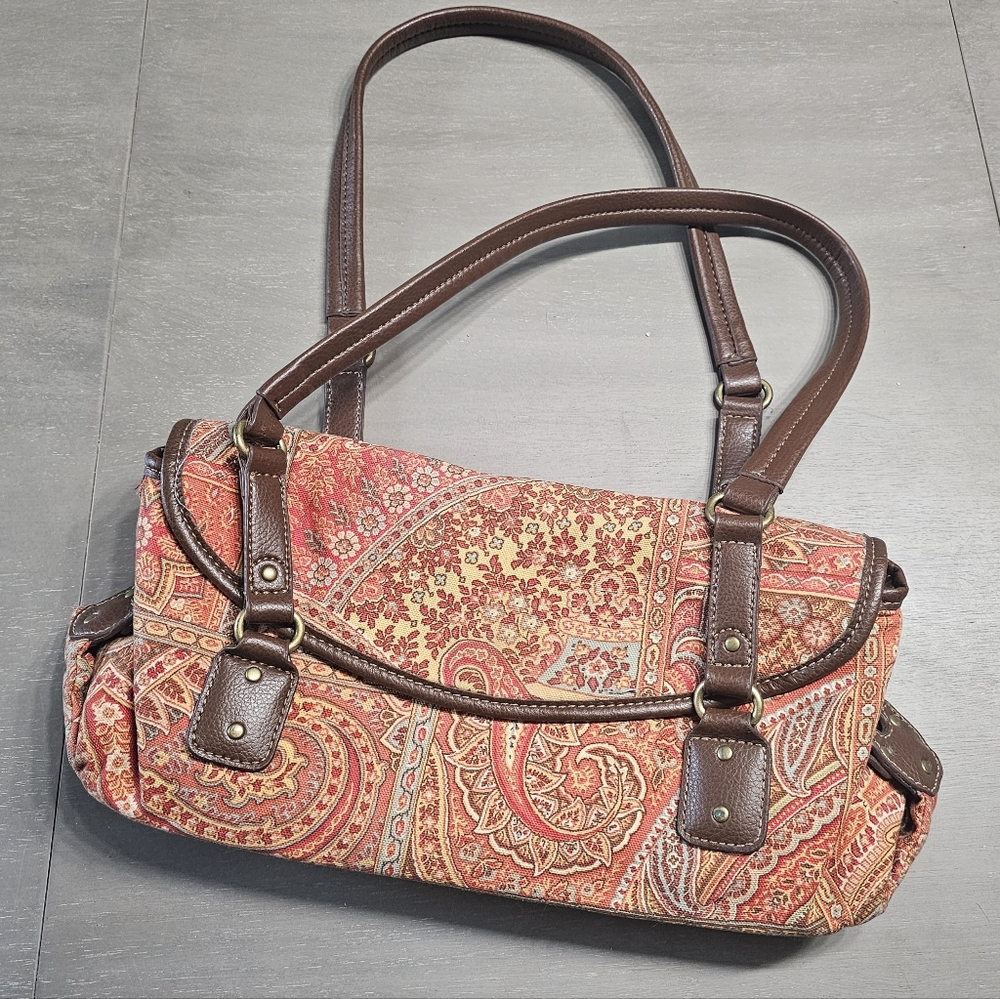 Vintage Relic Paisly Print Boho Tapestry Handbag Purse